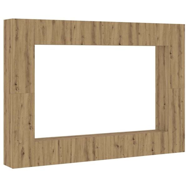 vidaXL Mueble para TV de pared madera contrachapada artesanal 8 piezas