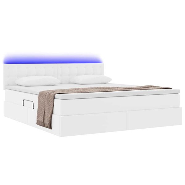 vidaXL Cama con almacenamiento y LED Puro 180 x 200 cm Cuero sint&eacute;tico