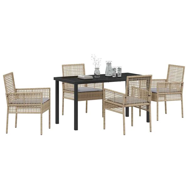 vidaXL Conjunto de Comedor de Jard&iacute;n 5 pcs Beige rat&aacute;n sint&eacute;tico