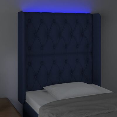 vidaXL Cabecero con LED de tela azul 83x16x118/128 cm