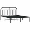 vidaXL Estructura cama sin colch&oacute;n con cabecero metal negro 135x190 cm