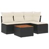 vidaXL Set de muebles de jard&iacute;n 5 pzas y cojines rat&aacute;n sint&eacute;tico negro