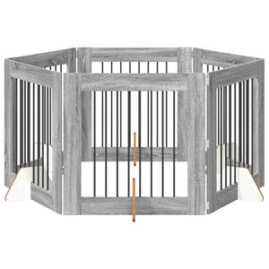 vidaXL Puerta de perro con soportes 6 pcs Gris Sonoma 80 x 80 cm