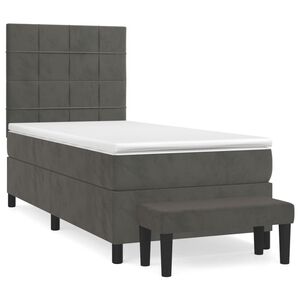 vidaXL Cama box spring con colch&oacute;n terciopelo gris oscuro 100x200 cm