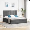vidaXL Cama con tira de luces LED Gris oscuro 200 x 200 cm tela