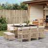 vidaXL Set comedor de jard&iacute;n 11 pzas con cojines rat&aacute;n sint&eacute;tico beige
