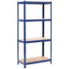 vidaXL Estanter&iacute;a almacenaje 4 niveles azul madera contrachapada acero