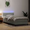 vidaXL Cama box spring con colch&oacute;n y LED terciopelo gris claro 90x220 cm