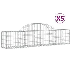 vidaXL Cestas de gaviones 5 uds forma de arco hierro 200x30x40/60 cm