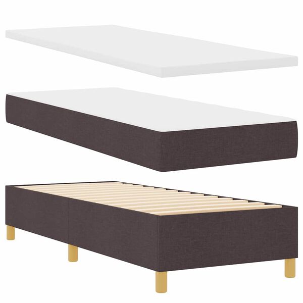 vidaXL Cama tipo Box Spring con colch&oacute;n Marr&oacute;n Oscuro 80 x 200 cm tela