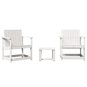 vidaXL Juego de muebles de jard&iacute;n 3 pzas madera maciza de pino blanco