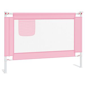 vidaXL Barandilla de seguridad cama de ni&ntilde;o tela rosa 90x25 cm