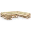 vidaXL Set de muebles de jard&iacute;n 12 pzs cojines madera pino marr&oacute;n miel