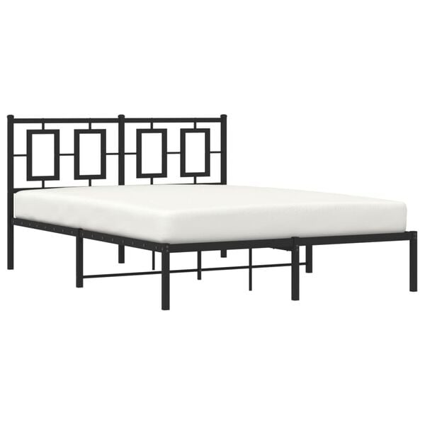 vidaXL Estructura cama sin colch&oacute;n con cabecero metal negro 135x190 cm