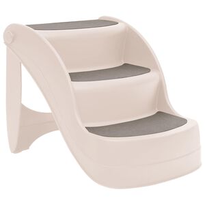 vidaXL Escalera perros plegable 3 pelda&ntilde;os pl&aacute;stico crema 50x38x38cm