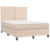 vidaXL Cama box spring con colchón cuero sintético capuchino 140x190cm