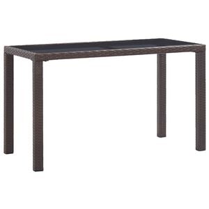vidaXL Mesa de jard&iacute;n de rat&aacute;n sint&eacute;tico marr&oacute;n 123x60x74 cm