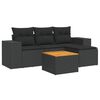 vidaXL Set de muebles de jard&iacute;n 5 pzas y cojines rat&aacute;n sint&eacute;tico negro