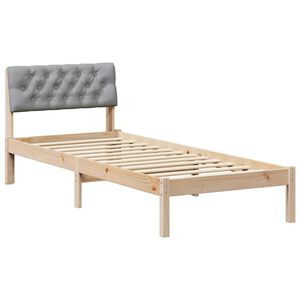 vidaXL Estructura de cama con cabecera Marr&oacute;n y gris claro 80 x 200 cm