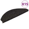 vidaXL Alfombrilla autoadhesiva escalera 15 uds negra 56x17x3 cm