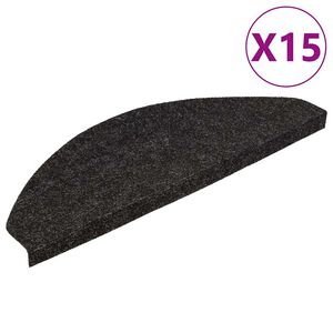 vidaXL Alfombrilla autoadhesiva escalera 15 uds negra 56x17x3 cm