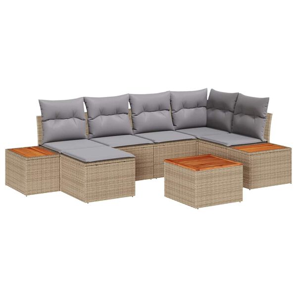 vidaXL Conjunto de sof&aacute; de jard&iacute;n con coj&iacute;n 7 pcs beige y gris claro