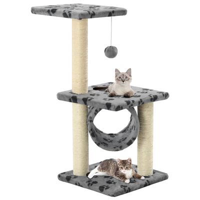 vidaXL Rascador para gatos con poste de sisal 65 cm huellas gris