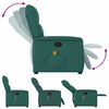 vidaXL Sillón de masaje reclinable de tela verde oscuro
