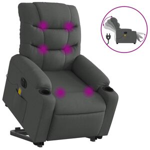 vidaXL Sill&oacute;n de masaje el&eacute;ctrico reclinable elevable tela gris oscuro