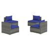 vidaXL Set de muebles de jard&iacute;n 4 pzas y cojines rat&aacute;n sint&eacute;tico gris