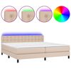 vidaXL Cama box spring colch&oacute;n LED cuero sint&eacute;tico capuchino 200x200cm
