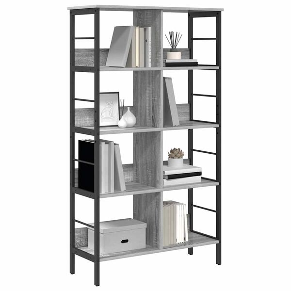 vidaXL Estante de libros Gris Sonoma 82 x 32 x 144,5 cm