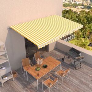 vidaXL Toldo retr&aacute;ctil manual amarillo y blanco 500x300 cm