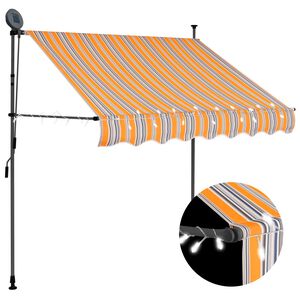 vidaXL Toldo manual retr&aacute;ctil con LED amarillo y azul 150 cm