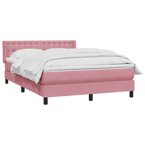 vidaXL Cama box spring con colch&oacute;n terciopelo rosa 160x210 cm