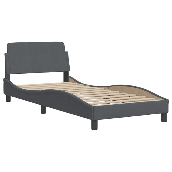 vidaXL Estructura de cama sin colch&oacute;n terciopelo gris oscuro 90x200 cm