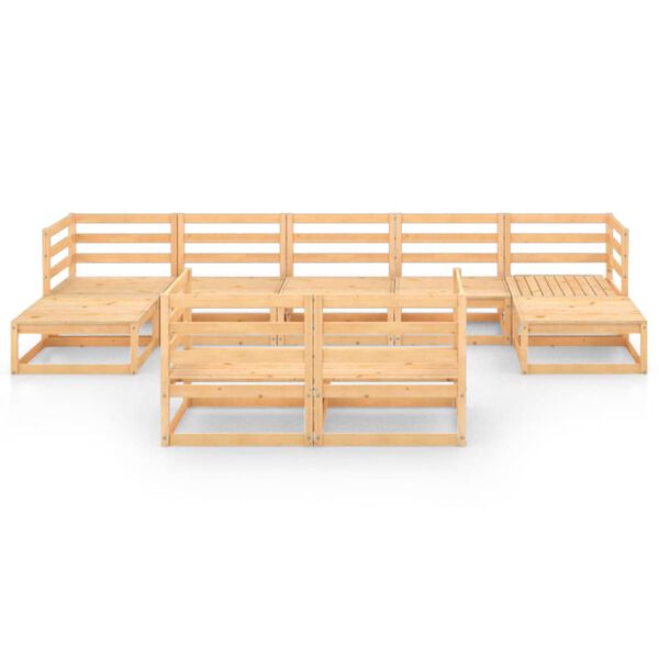 vidaXL Juego de muebles de jard&iacute;n 9 piezas madera maciza de pino