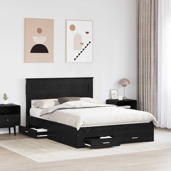 vidaXL Estructura de cama con cabecera Roble Negro 140 x 190 cm