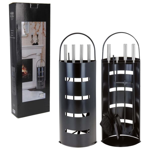 Home&Styling Conjunto de accesorios para chimenea metal negro