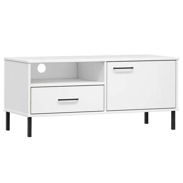 vidaXL Mueble de TV con patas de metal OSLO madera maciza pino blanco