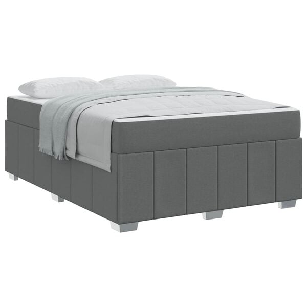 vidaXL Estructura de cama con colch&oacute;n Gris oscuro 140 x 200 cm tela