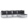 vidaXL Juego de muebles de jard&iacute;n 5 piezas y cojines acero blanco