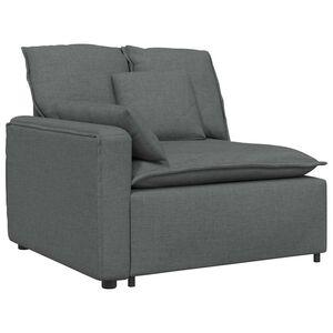 vidaXL M&oacute;dulo de reposabrazos para sof&aacute; modular con cojines, gris oscuro, 100 cm