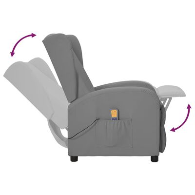 vidaXL Sillón orejero de masaje reclinable de cuero sintético gris