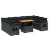 vidaXL Set de sof&aacute;s de jard&iacute;n 10 pzas cojines rat&aacute;n sint&eacute;tico negro