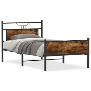 vidaXL Estructura de cama sin colch&oacute;n madera roble ahumado 100x190 cm