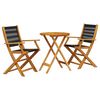 vidaXL Juego de bistro de 3 piezas polipropileno y madera maciza negro