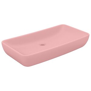 vidaXL Lavabo de lujo rectangular de cer&aacute;mica rosa mate 71x38 cm