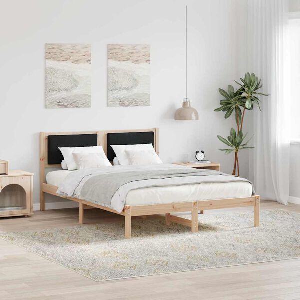 vidaXL Estructura de cama Negro 160 x 200 cm Madera de pino macizo