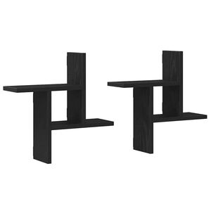 vidaXL Estantes de pared, 2 unidades, roble negro, 38x12x38 cm, madera de ingenier&iacute;a